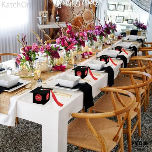 Miniatura 5 de KatchOn, Cajas de dulces de graduación – enormes, paquete de 25 Caja de regalo de gorra de graduación para decoraciones de graduación rojas