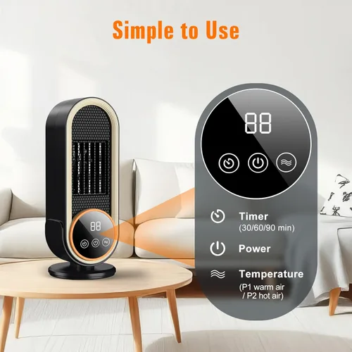 Miniatura 3 de Calentadores de espacio para uso en interiores con control remoto, calefacción eficiente en 2 segundos, protección contra sobrecalentamiento e