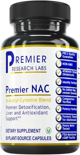 Premier Research Labs Suplemento NAC - Fórmula para la salud del hígado - Suplemento antioxidante - Apoyo de desintoxicación* - Certificado Kosher -