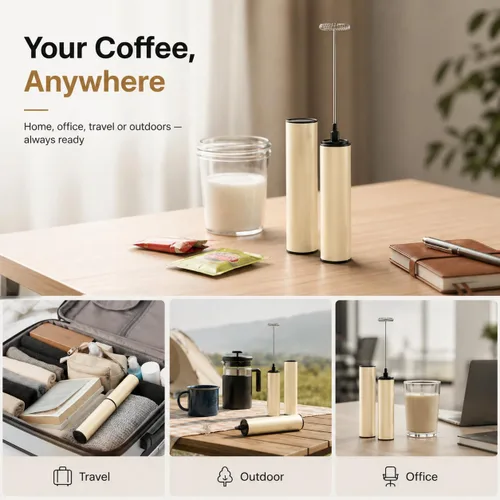 Miniatura 9 de Espumador de leche recargable, espumador de café eléctrico, mezclador de bebidas de mano para café con leche, capuchino, café, huevos, chocolate