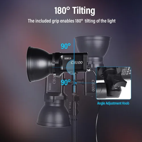 Miniatura 6 de SIRUI Luz de video LED CS100 de 100 W, iluminación continua de luz diurna portátil, CRI 96 de 5600K, TLCI 98 4000Lux/m, montaje Bowens, 8 efectos