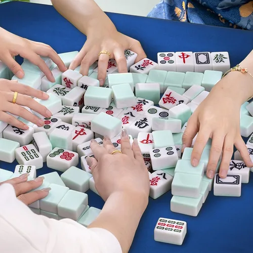 Miniatura 6 de Mahjong Mat, tapete de mesa Mahjong con bolsa de transporte negra, tapete de juego antideslizante de goma y cubierta de mesa reductora de ruido