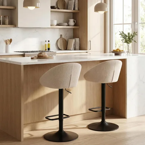 Miniatura 4 de CIMOTA Juego de 2 taburetes de bar ajustables giratorios modernos, sillas de bar con respaldo para comedor, isla de cocina, bar en casa, altura