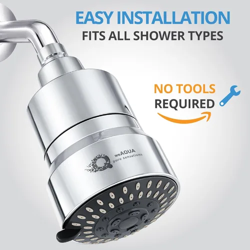 Miniatura 8 de weAQUA Cabezal de ducha filtrado resistente – 5 modos de pulverización de alta presión, recomendado por dermatólogos para piel y cabello más suaves