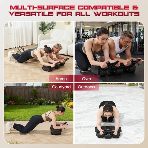 Miniatura 7 de Partner Ab Roller Wheel- Entrenador de núcleo para dos personas, equipo estable de gimnasio en casa para parejas para fortalecer los músculos