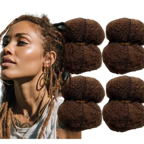 Miniatura 13 de Cabello humano afro ajustado para rastas, ideal para hacer mechas, reparar extensiones, torcer o trenzas, 4 manojos por paquete, rubio claro #613