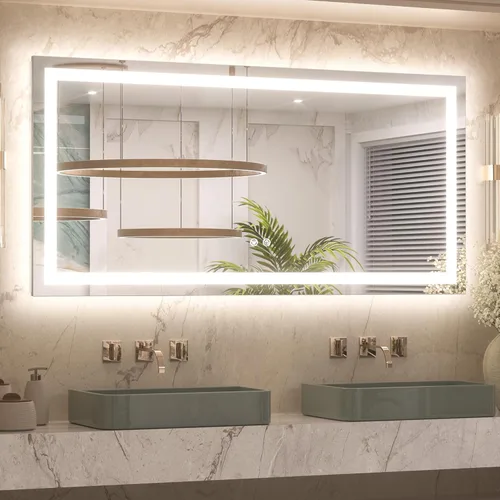 Miniatura 31 de Keonjinn - Espejo de baño LED de 24x32 pulgadas con luz, iluminación frontal y trasera, espejos iluminados para la pared del baño con luces