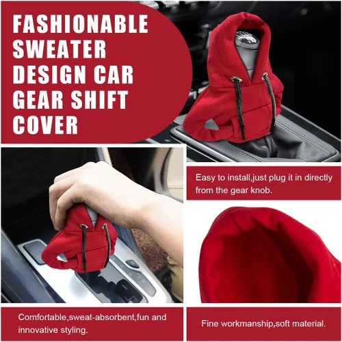 Miniatura 4 de Capucha de Cambio de Marchas para Coche, Funda de Pomo de Cambio de Marchas a la Moda, Mini Capucha para Palanca de Cambios Automática, Gadgets Rojo