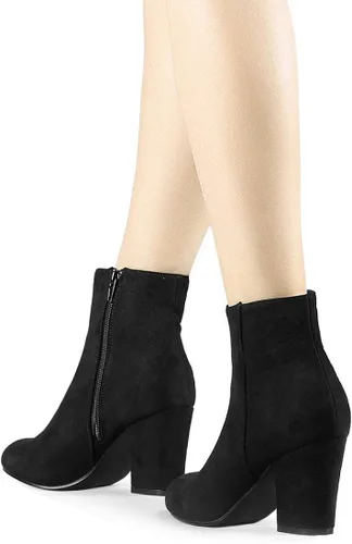 Miniatura 2 de Allegra K Botines de tacón grueso con cremallera lateral para mujer