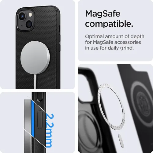 Miniatura 3 de Spigen Mag Armor (MagFit) compatible con MagSafe diseñada para iPhone 13 (2021), color negro mate MagFit