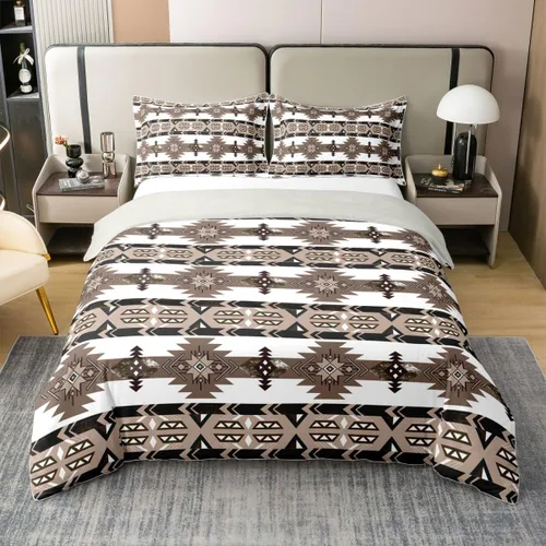 Miniatura 12 de Funda de edredón 100% algodón estilo bohemio del suroeste – Funda de edredón étnica tribal flecha – Juego de decoración de dormitorio completo