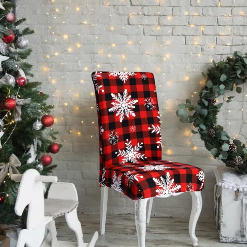 Miniatura 4 de Preboun 6 piezas de fundas para sillas de Navidad, protectores elásticos estampados para respaldo de silla, fundas para sillas de comedor, fundas