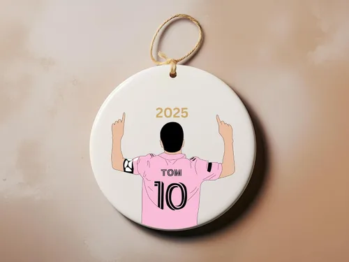 Miniatura 4 de Adorno de cerámica de fútbol navideño personalizado, regalos de mini pelota de equipo de fútbol, regalo personalizable, recuerdo