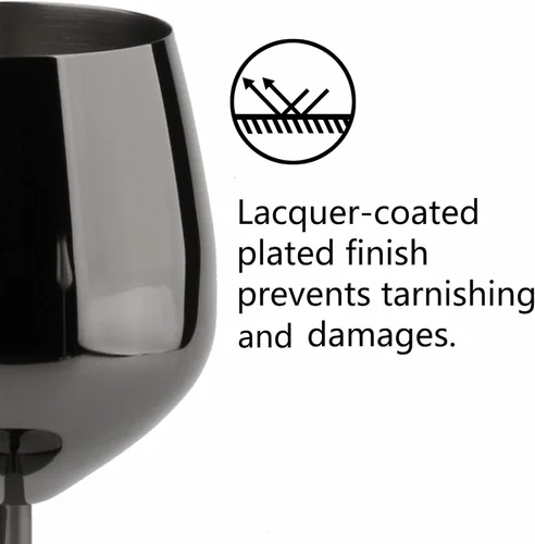 Miniatura 7 de Arora Copa de vino de acero inoxidable de 18 onzas, juego de 2 unidades, color negro, 3.6 pulgadas de profundidad x 8.3 pulgadas de alto (851036)