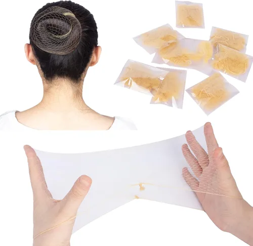Miniatura 9 de WeKen Red de pelo invisible con borde elástico para mujeres, servicio de alimentos, ballet, moño, dormir, embalaje individual, 20 pulgadas