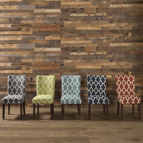 Miniatura 99 de Homepop Silla de comedor con detalles festoneados, sillas de comedor Parsons tapizadas, muebles decorativos para el hogar, tejido gris claro
