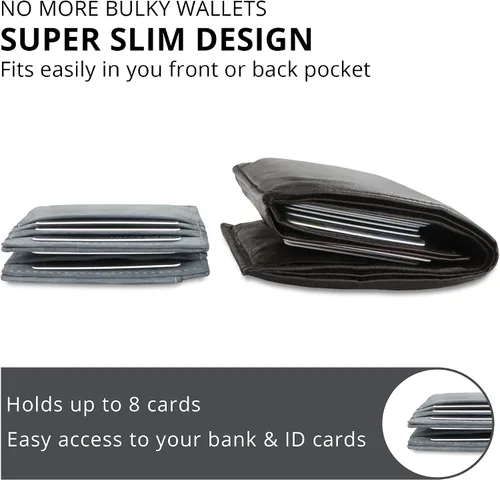 Miniatura 3 de Garzini Magic Wallet con ventana de identificación, cartera minimalista con tarjetero RFID, cartera de piel para 8 tarjetas