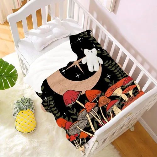 Miniatura 2 de Manta de hongos, ultra suave, cálida y ligera, de franela de forro polar con microhongos, para cama, sofá, regalo de viaje, decoración de hongos