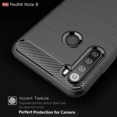 Miniatura 5 de Funda compatible con Xiaomi Redmi Note 8, diseño de textura de fibra de carbono y diseño de textura de cuero, contraportada antiarañazos, absorción