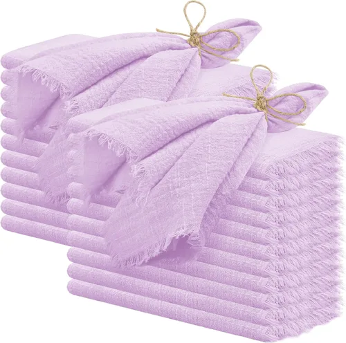 Miniatura 16 de 24 servilletas de tela hechas a mano con flecos beige, 16 x 16 pulgadas, delicadas servilletas de algodón rústico a granel para bodas, cenas, fiestas