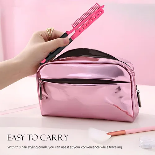 Miniatura 7 de Juego de alisado de cabello, paquete de 2 peines de hierro plano para hermosos tresses, alisador con agarre firme, ideal para cabello nudoso