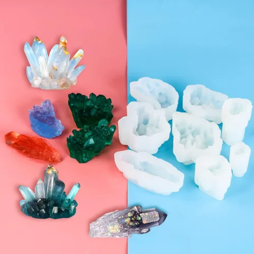 Miniatura 7 de 11 moldes de resina de racimo de cristal, moldes de silicona de roca de cuarzo, diferentes formas, moldes de resina epoxi, piedras preciosas