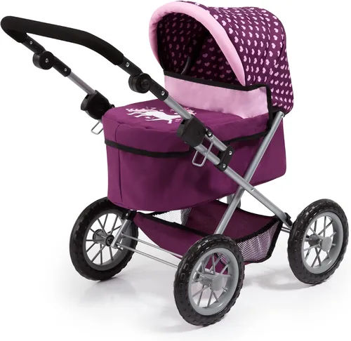 Miniatura 4 de Bayer Cochecito y cochecito de muñeca de moda, color rosa burdeos, muñecas de 18 pulgadas, mango ajustable, juego de simulación con accesorios