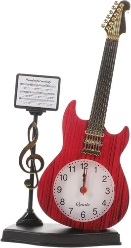 KOMBIUDA Reloj de escritorio de instrumentos musicales, reloj de noche analógico único para decoración del hogar y la oficina, elegante adorno de