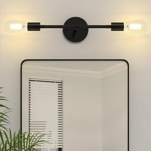 Miniatura 12 de FadimiKoo Lámparas de Baño Negras de 2 Luces, Apliques de Pared Modernos, Luminarias de Iluminación, Lámpara de Techo Semiempotrada para Interiores