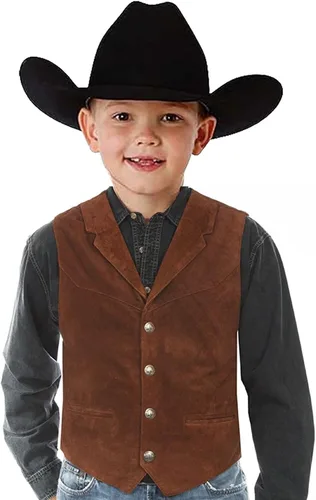 Miniatura 3 de Chaleco occidental de ante estilo vaquero para niños, chaleco vintage