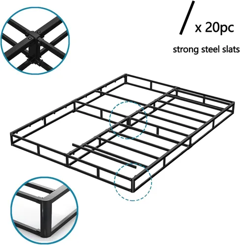 Miniatura 4 de Bedsnus Juego de Somier y Funda Tamaño Queen, Base de Metal de Perfil Alto de 9 Pulgadas, Base de Colchón de Estructura Resistente, Libre de Ruido