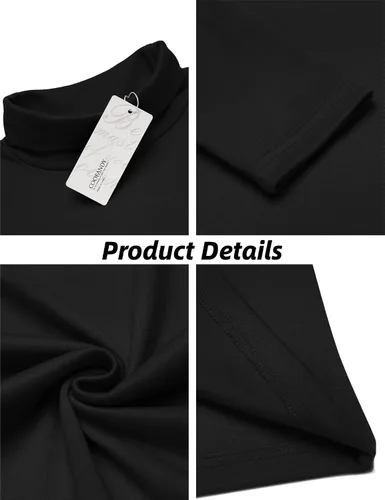 Miniatura 5 de Coofandy - Camisa térmica de cuello de tortuga para hombre, estilo informal, suéter de punto de algodón