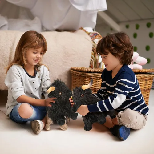 Miniatura 4 de Vaca de las Tierras Altas de peluche, juguete de 10.5 pulgadas de vaca realista, juguete de granja de vacuno de peluche, peluche de granja
