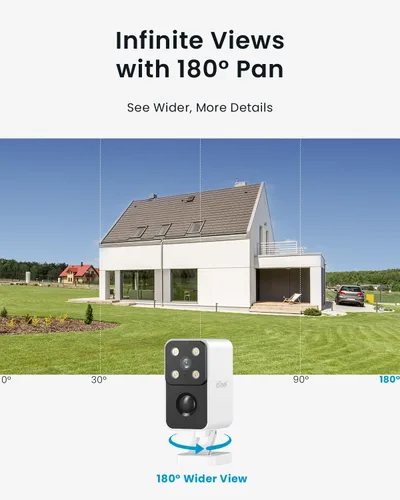 Miniatura 3 de ieGeek Cámaras de seguridad inalámbricas para exteriores con panorámica rotativa de 180°, cámaras de seguridad para el hogar, cámara WiFi 2.4G