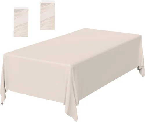 Miniatura 41 de Paquete de 2 Manteles de Plástico Beige Desechables Cubiertas de Mesa Mantel Rectangular Beige para Fiesta Baby Shower Boda Cumpleaños Mantel