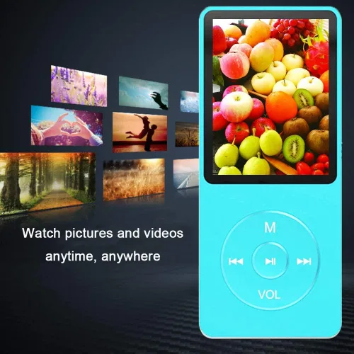 Miniatura 5 de Reproductor de MP3, reproductor de música con tarjeta micro SD de 16 GB, altavoz integrado/foto/reproducción de video/radio FM/grabadora