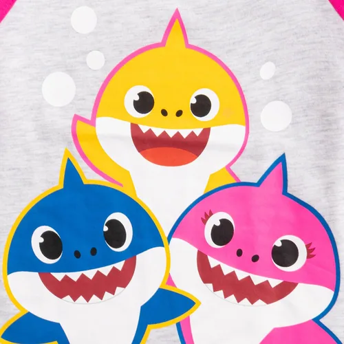 Miniatura 4 de Nickelodeon Baby Shark - Conjunto de camisa de manga larga y pantalones deportivos para bebés, niños pequeños y niños pequeños, color rosagris