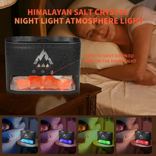 Miniatura 7 de BOHOFAM Difusor de Aceite Esencial con Lámpara de Sal del Himalaya, Difusor/Humidificador de Aroma de Doble Llama/Medusa 2 Modos, Luces Coloridas, 4