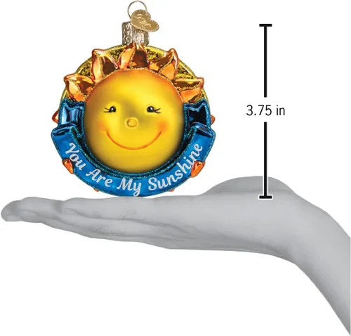 Miniatura 4 de Old World Christmas You are My Sunshine - Adorno de cristal soplado para árbol de Navidad, decoración navideña hecha a mano, colección de refranes