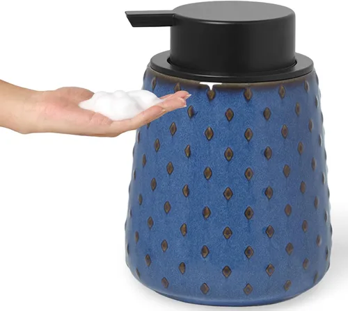 Dispensador de jabón con bomba fácil de prensar, dispensador de jabón de manos recargable de 12 onzas, encimera de baño y fregadero de cocina (bomba