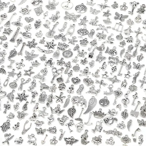 Miniatura 7 de SANNIX 200 dijes de pulsera para fabricación de joyas al por mayor a granel para hacer pulseras de esmalte chapados en oro, colgantes para hacer