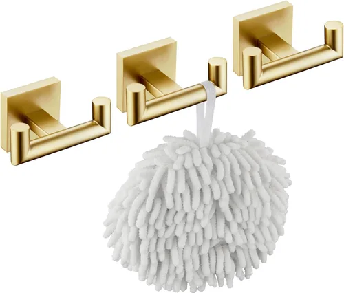 Miniatura 10 de KOKOSIRI Gancho para Bata de Baño Ganchos Dobles para Toalla y Abrigo Negro Mate para Baño Cocina Montaje en Pared, Paquete de 2 Acero Inoxidable