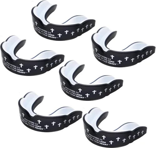 6 protectores bucales cruzados cristianos, armadura de dientes deportivos, protectores bucales religiosos para boxeo, fútbol, baloncesto, béisbol,