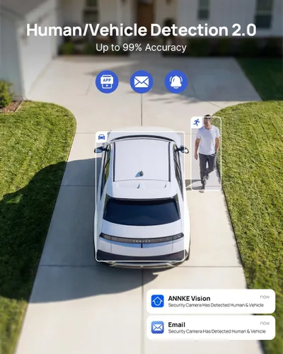 Miniatura 3 de ANNKE Cámara PoE de seguridad 4K 8MP, cámara IP de vigilancia AI para exteriores con micrófono/audio, detección de vehículos y humanos AI, luz dual