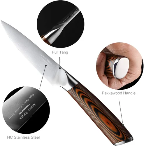 Miniatura 4 de Cuchillo de pelar de 4 pulgadas - Cuchillos de pelar, el mejor cuchillo pequeño de cocina, cuchillo de frutas, de acero inoxidable alemán de alto