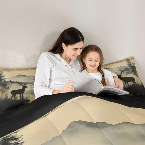 Miniatura 6 de Erosebridal Juego de edredón rústico de ciervos para niños, adolescentes y adultos, juego de ropa de cama tamaño individual con temática de caza