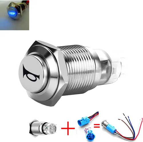 Miniatura 3 de Interruptor de botón momentáneo de bocina de coche, 12 V, 0.630 in, LED, interruptor de reinicio de encendido/apagado, interruptor de bocina
