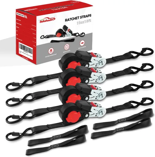 Correa de trinquete NeatStrap con bloqueo de seguridad, ganchos en S de Chromoly - 680 kg de resistencia a la rotura - Correas de trinquete para