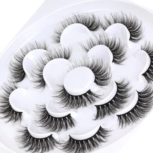 Veleasha Pestañas 5D de Visón Sintético Pestañas Postizas Hechas a Mano Pestañas Cat Eye Pestañas Finas y Esponjosas Pestañas Postizas Ligeras
