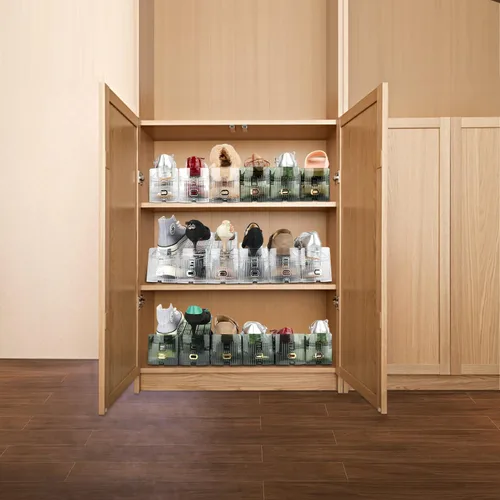 Miniatura 2 de Yes!Fresh Organizador de ranuras para zapatos, apilador de zapatos estilo boutique para un par de zapatos, zapatero separable para organización